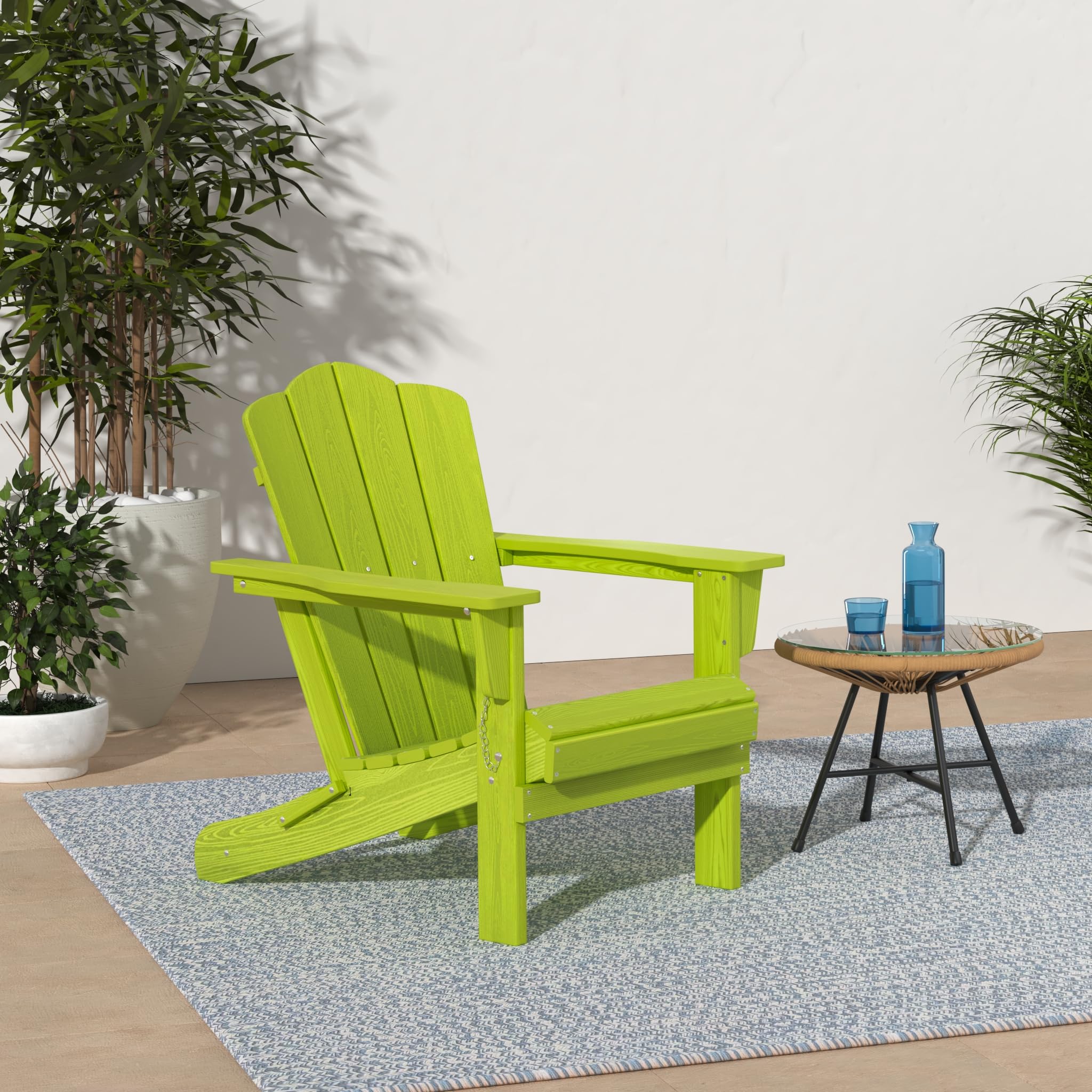 Kingyes Folding Adirondack Chair Set Of 2, Hdpe All-Weather Folding Adirondack Chair -Apple